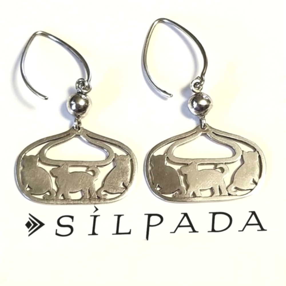 Rare Retired Silpada 925 Sterling Silver Cat & Dog Earrings W2050